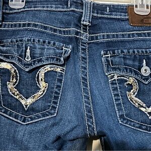 Big Star Women's Dark Blue Jeans with Embellished Pockets